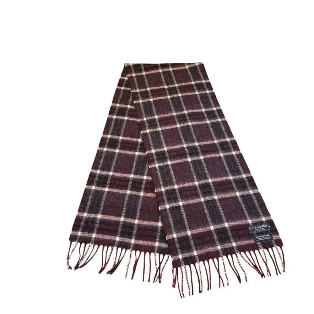 Christian Dior Merino Wool Scarf Made In England 55”x11” Vintage